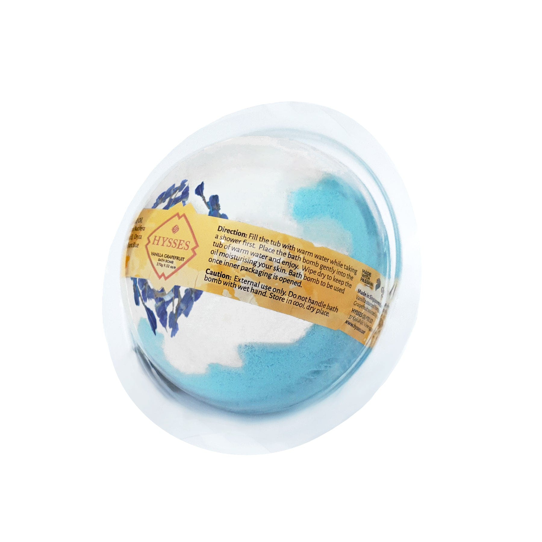 Hysses Body Care Bath Bomb, Vanilla Grapefruit