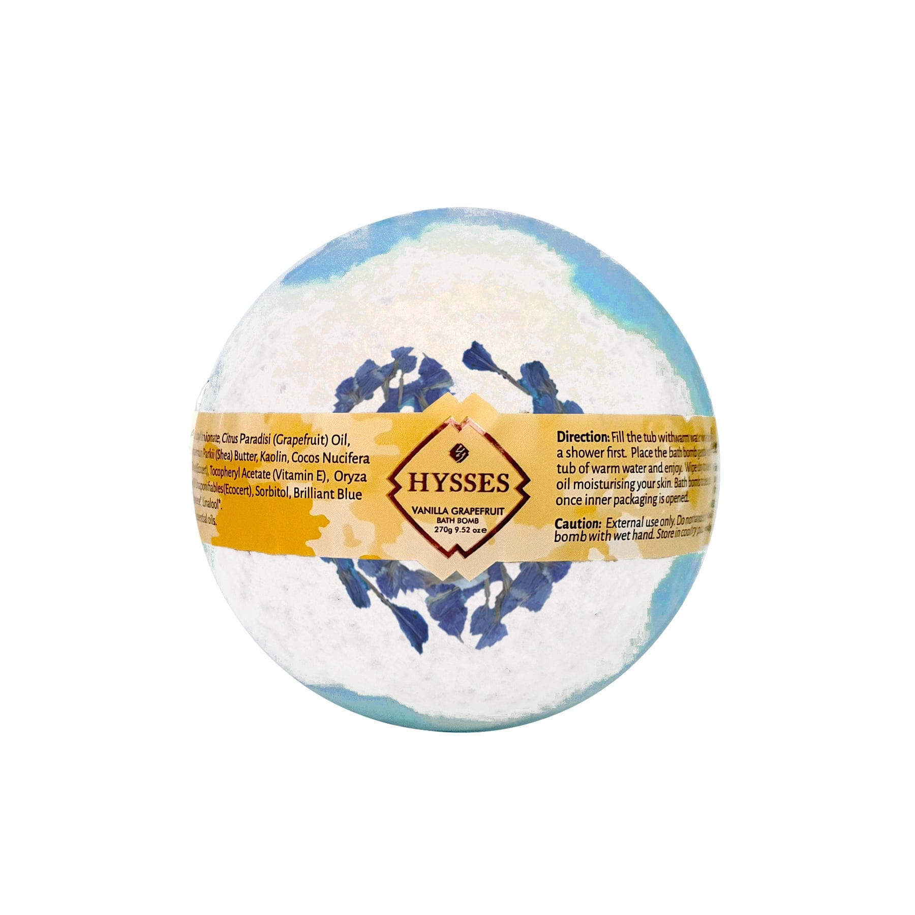 Hysses Body Care Bath Bomb, Vanilla Grapefruit