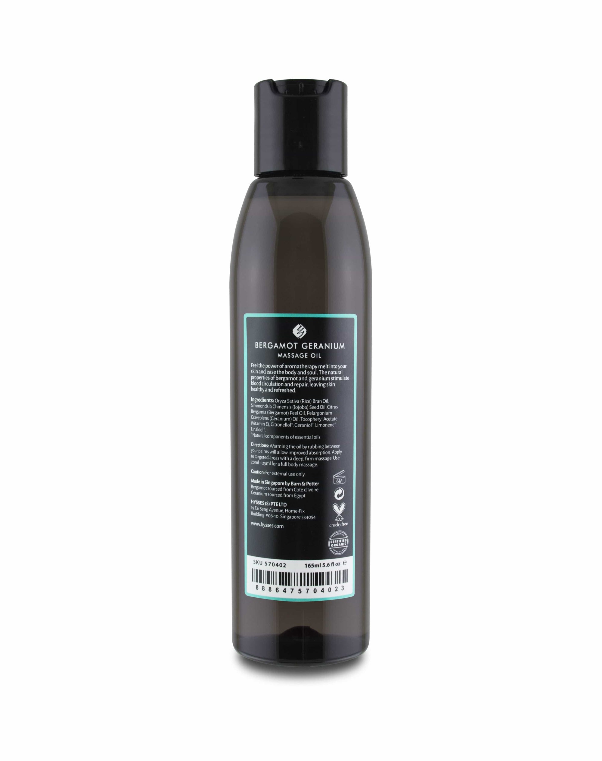 Hysses Body Care Massage Oil Bergamot Geranium