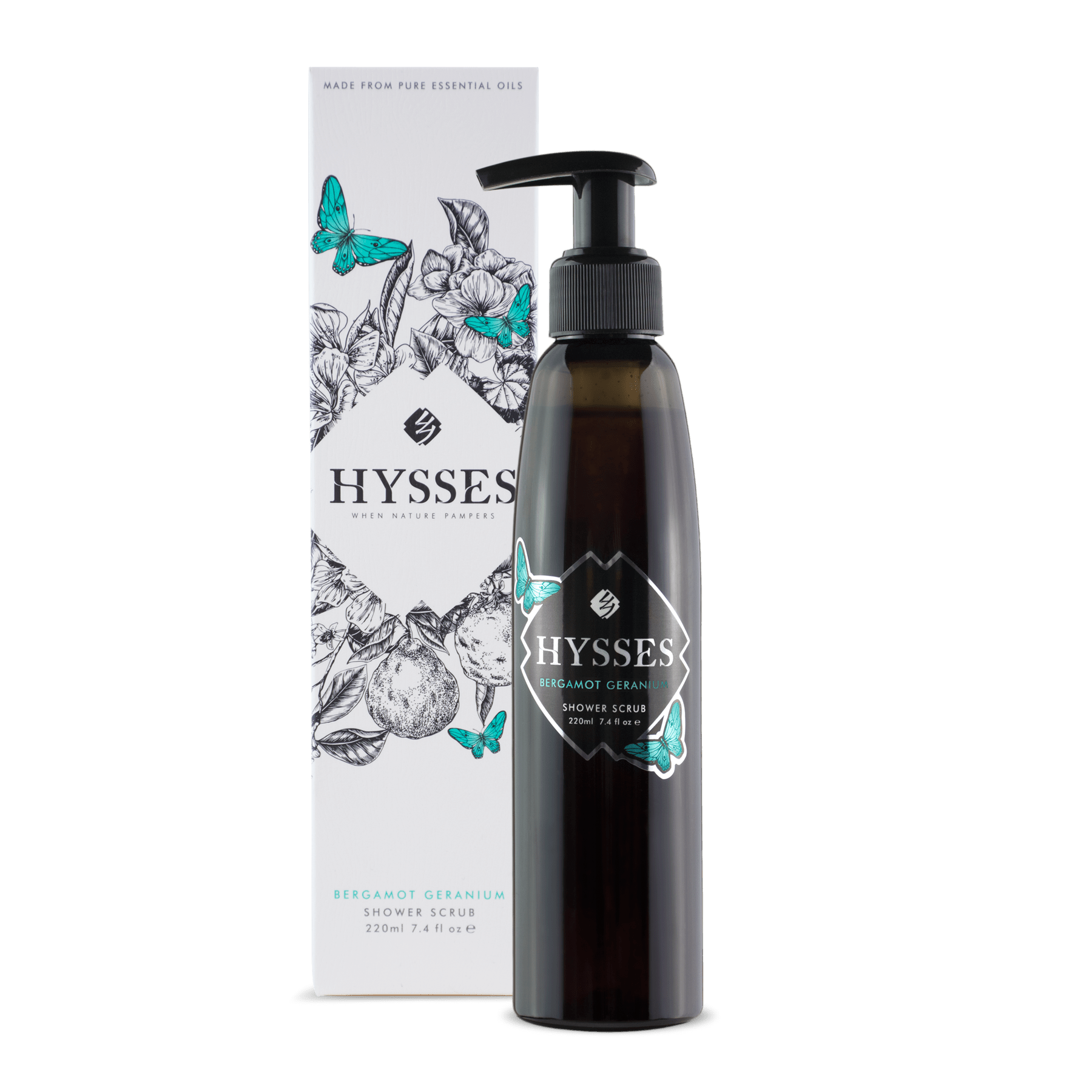 Hysses Body Care 220ml Shower Scrub Bergamot Geranium