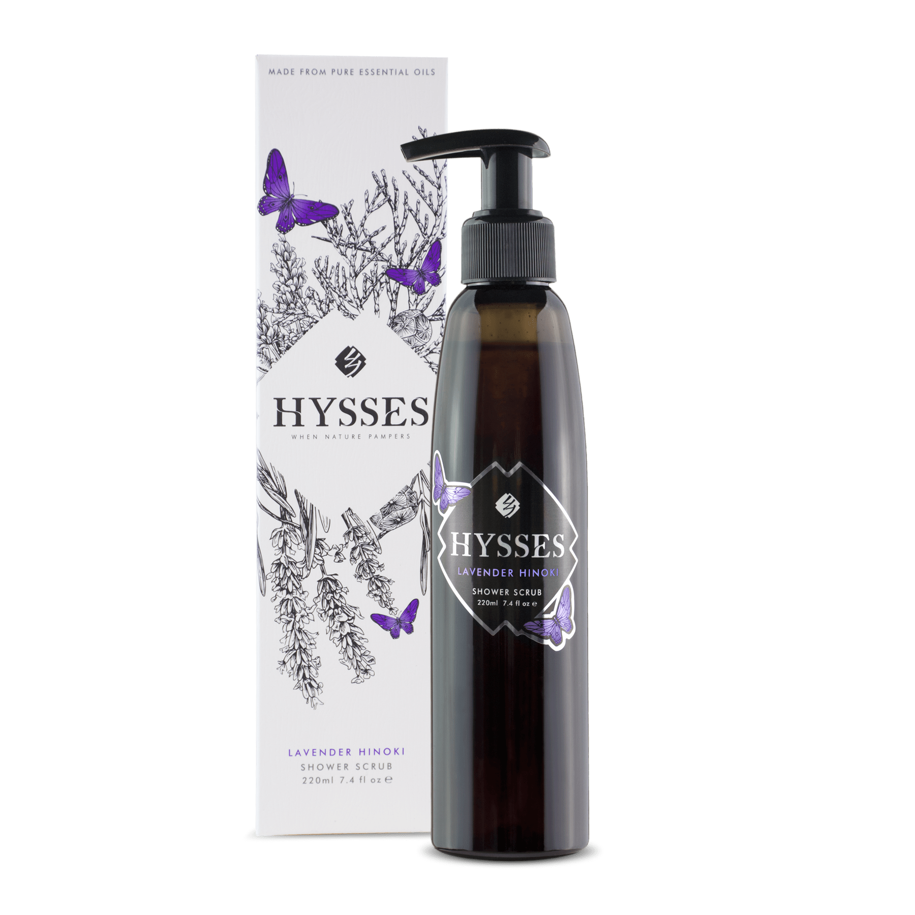 Hysses Body Care 220ml Shower Scrub Lavender Hinoki