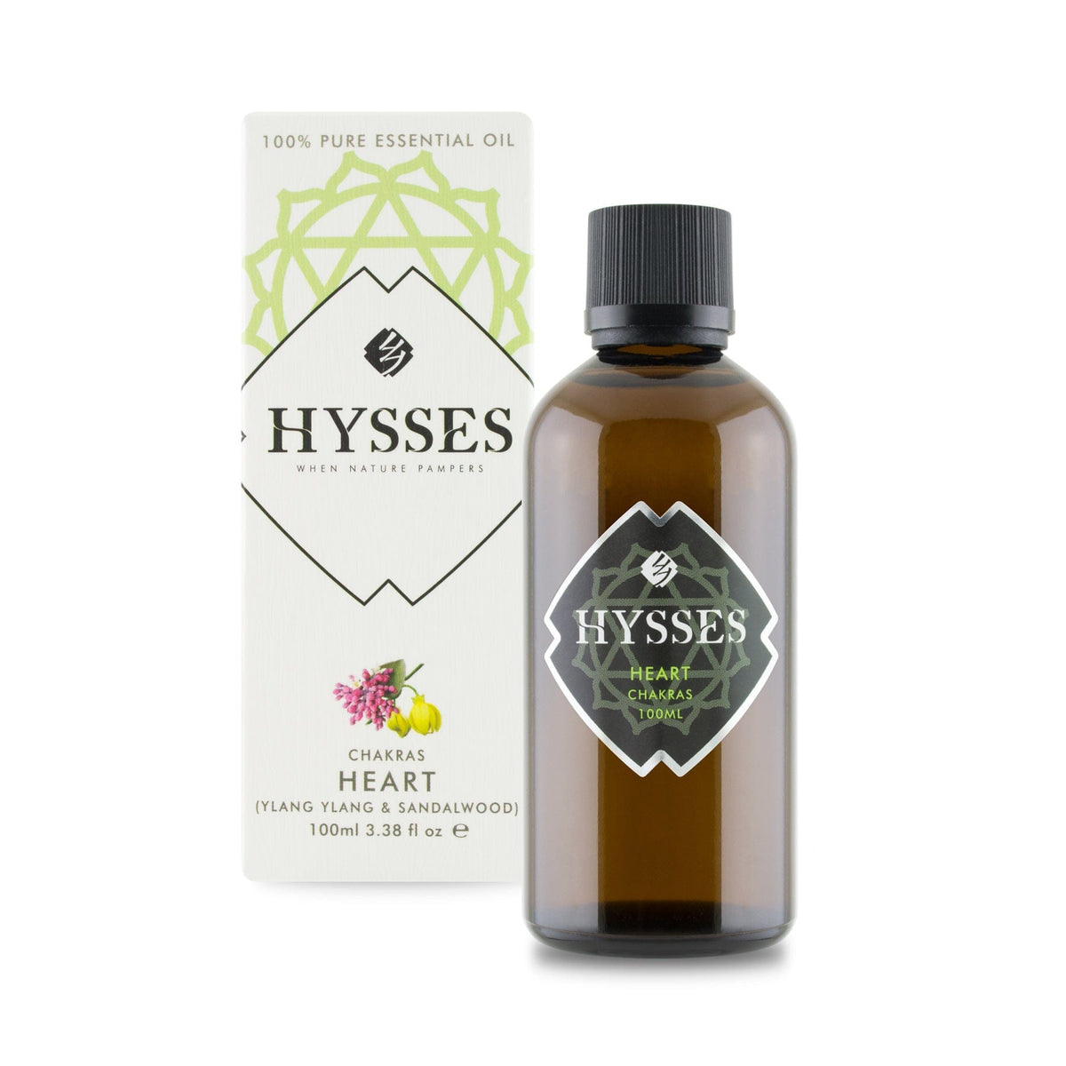 Hysses Essential Oil 100ml Chakras Heart (Sandalwood &amp; Ylang Ylang), 100ml