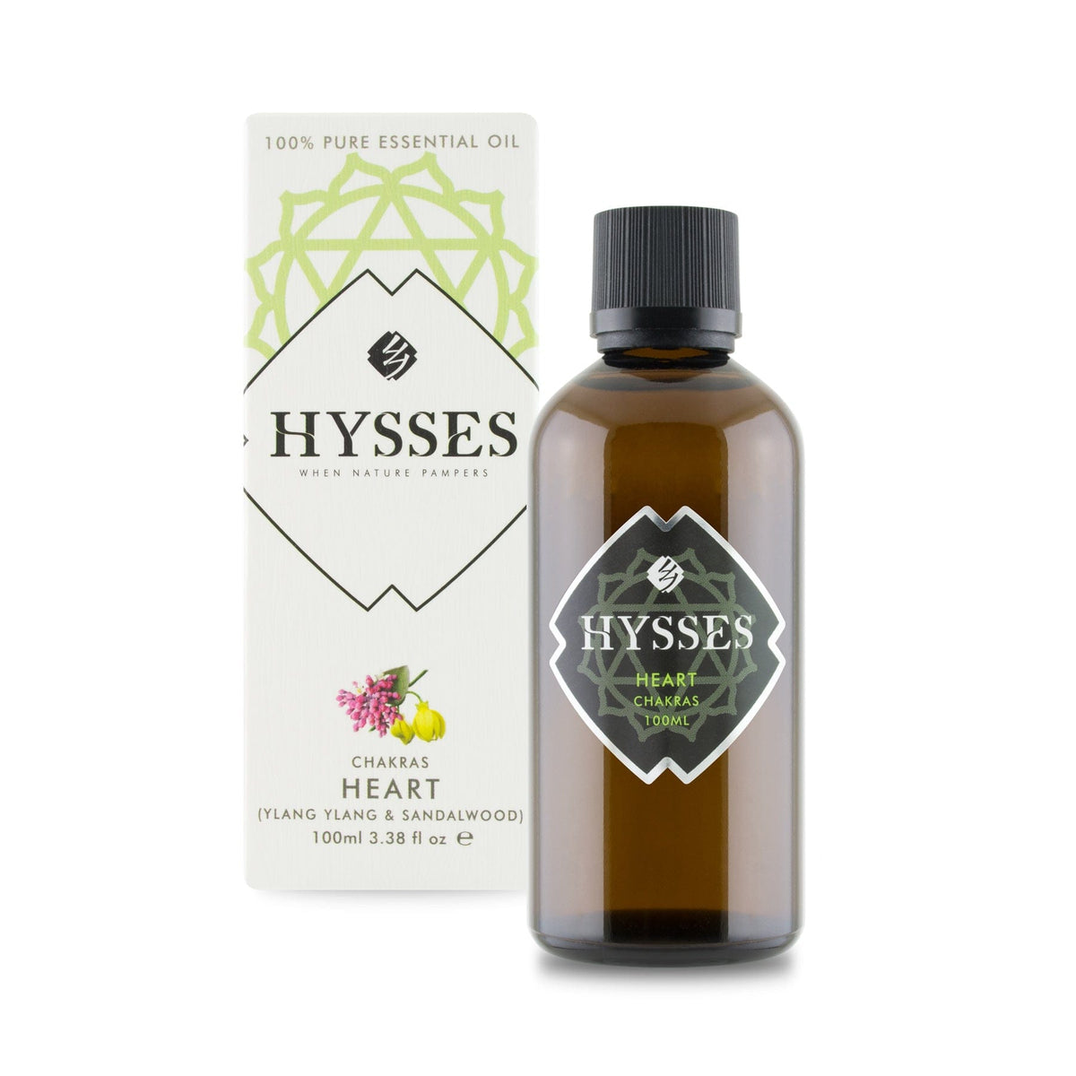 Hysses Essential Oil 100ml Chakras, Heart (Sandalwood &amp; Ylang Ylang)