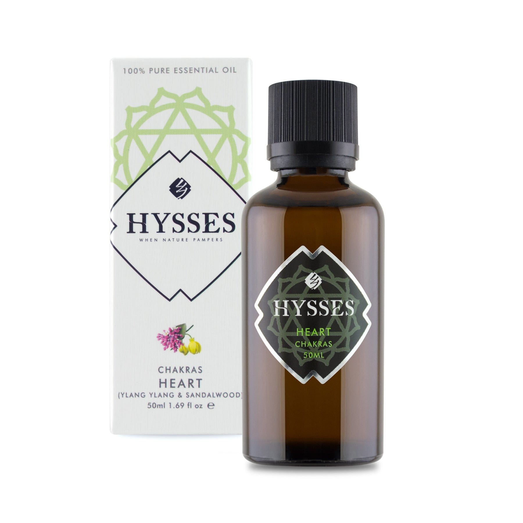 Hysses Essential Oil 50ml Chakras, Heart (Sandalwood & Ylang Ylang), 50ml