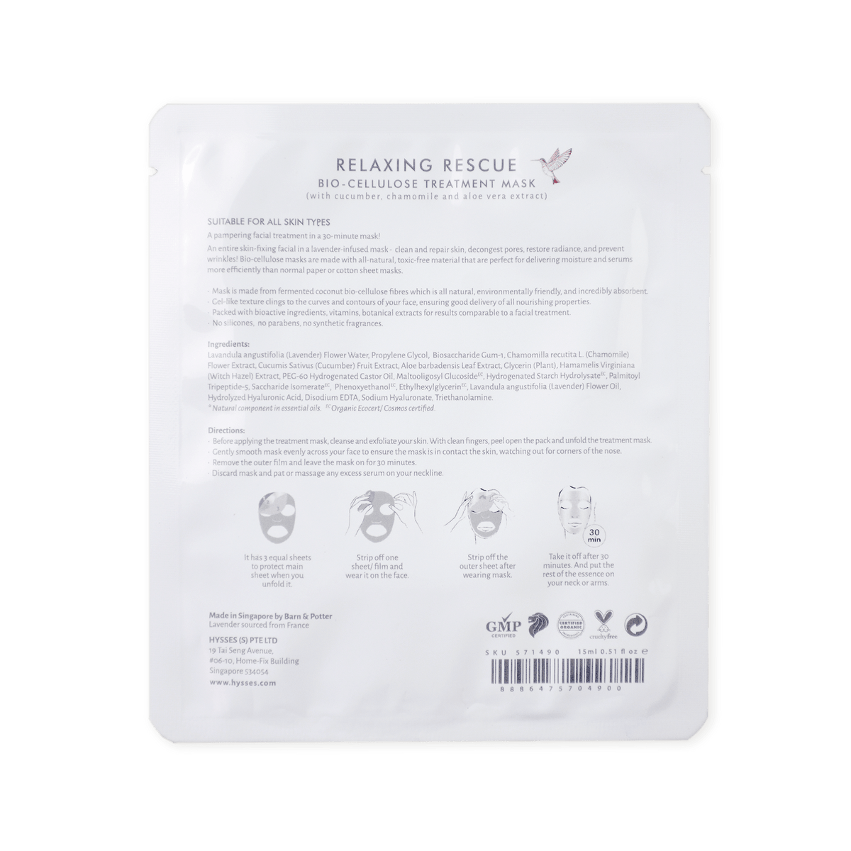 Hysses Face Care Bio Cellulose Mask Relaxing Lavender