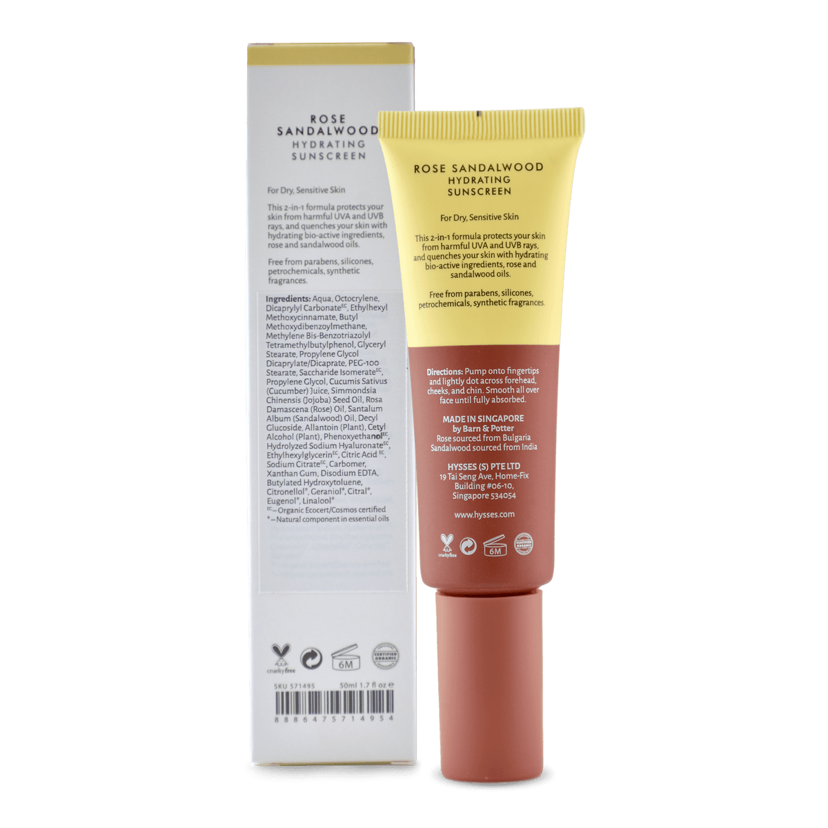 Hysses Face Care Hydrating Sunscreen Rose Sandalwood SPF 40 / PA++