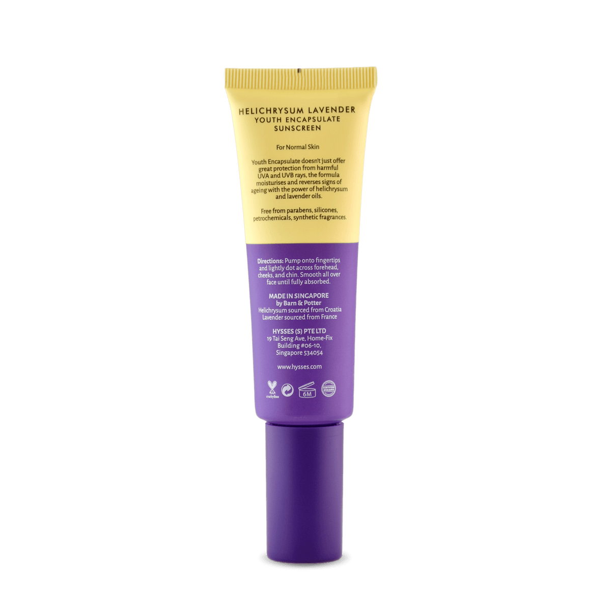 Hysses Face Care Youth Encapsulate Sunscreen Helichrysum Lavender SPF 40 / PA++