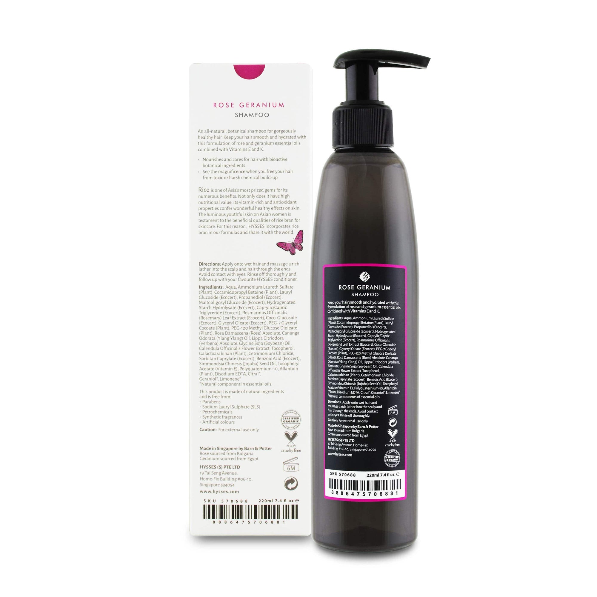 Hysses Hair Care 220ml Shampoo Rose Geranium