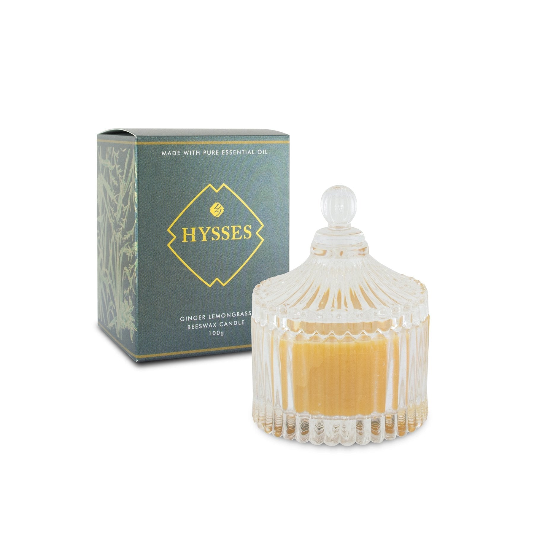 Hysses Home Scents 100g Beeswax Candle Ginger Lemongrass