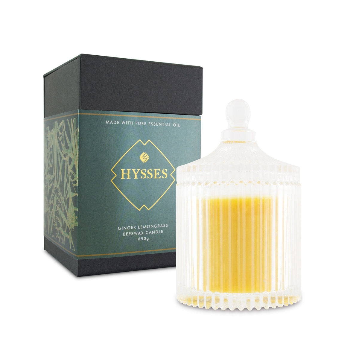 Hysses Home Scents 650g Beeswax Candle Ginger Lemongrass