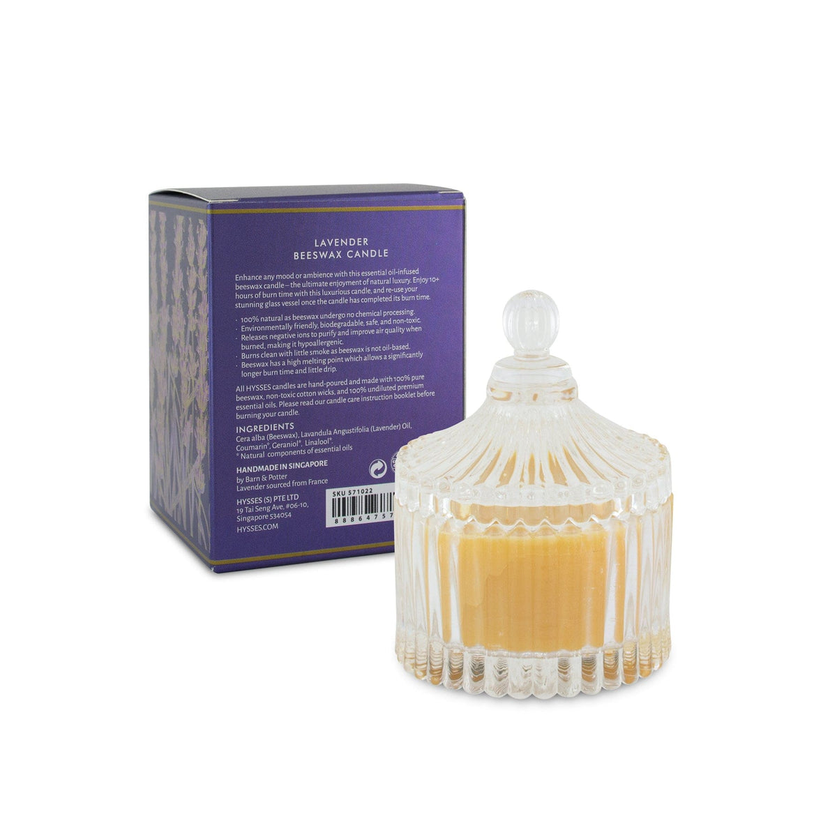 Hysses Home Scents Beeswax Candle Lavender