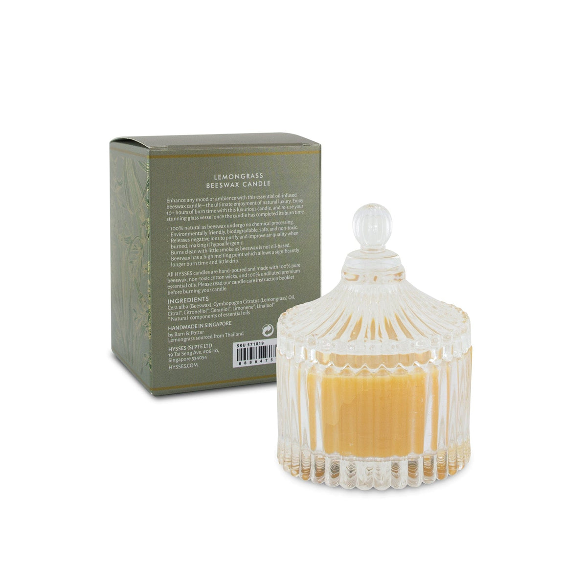 Hysses Home Scents Beeswax Candle Lemongrass