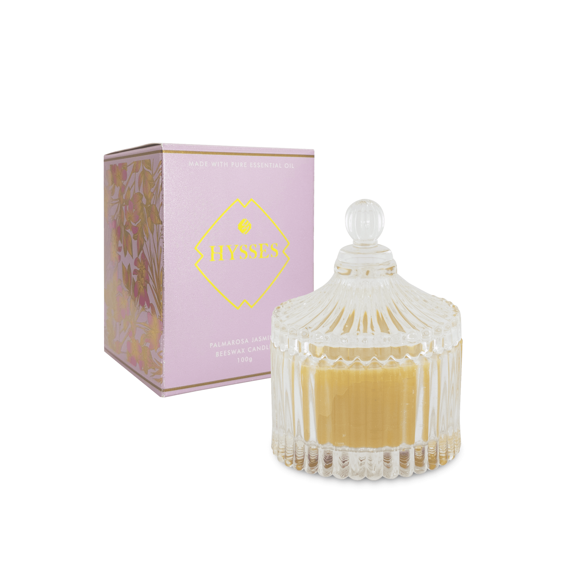 Hysses Home Scents 100g Beeswax Candle Palmarosa Jasmine