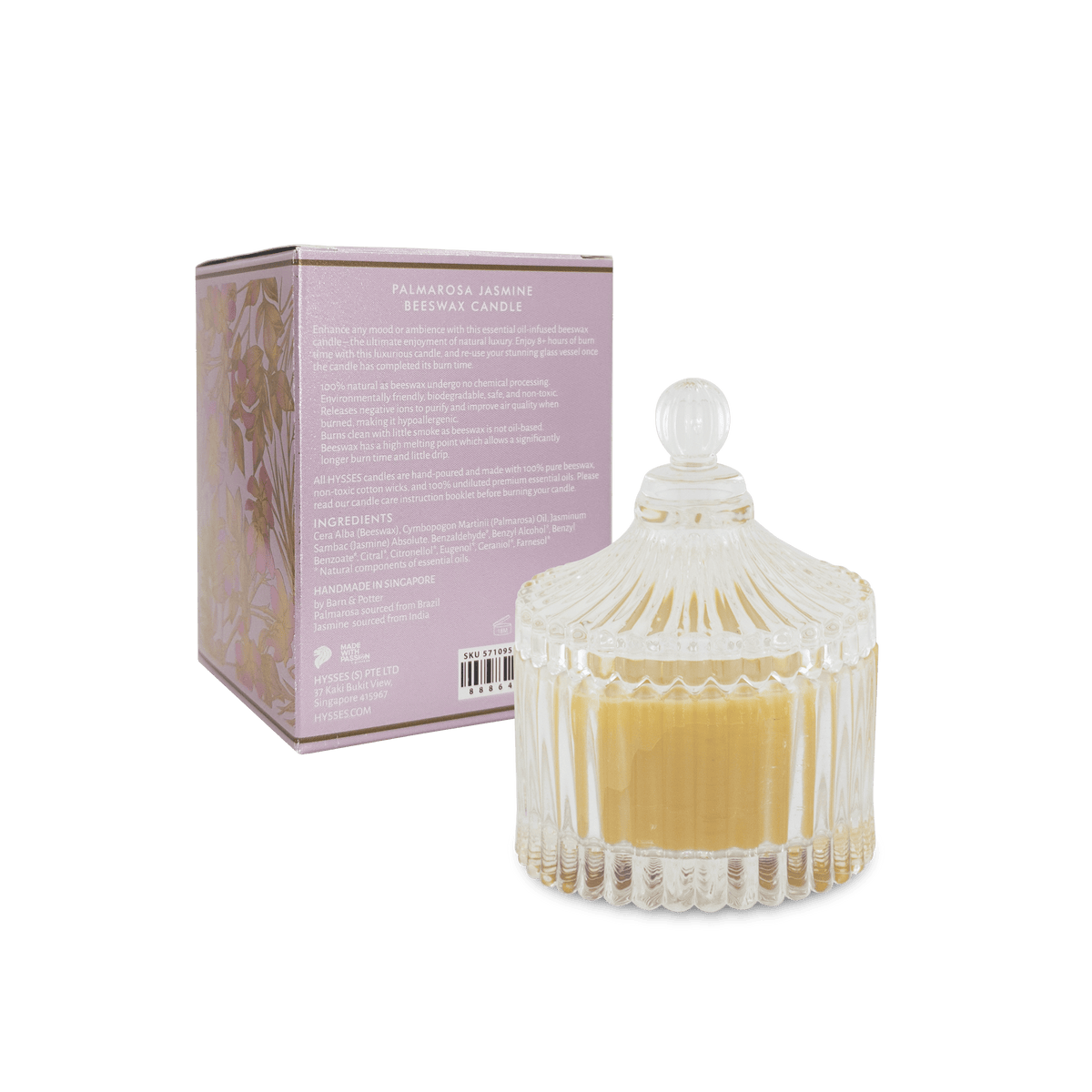 Hysses Home Scents Beeswax Candle Palmarosa Jasmine