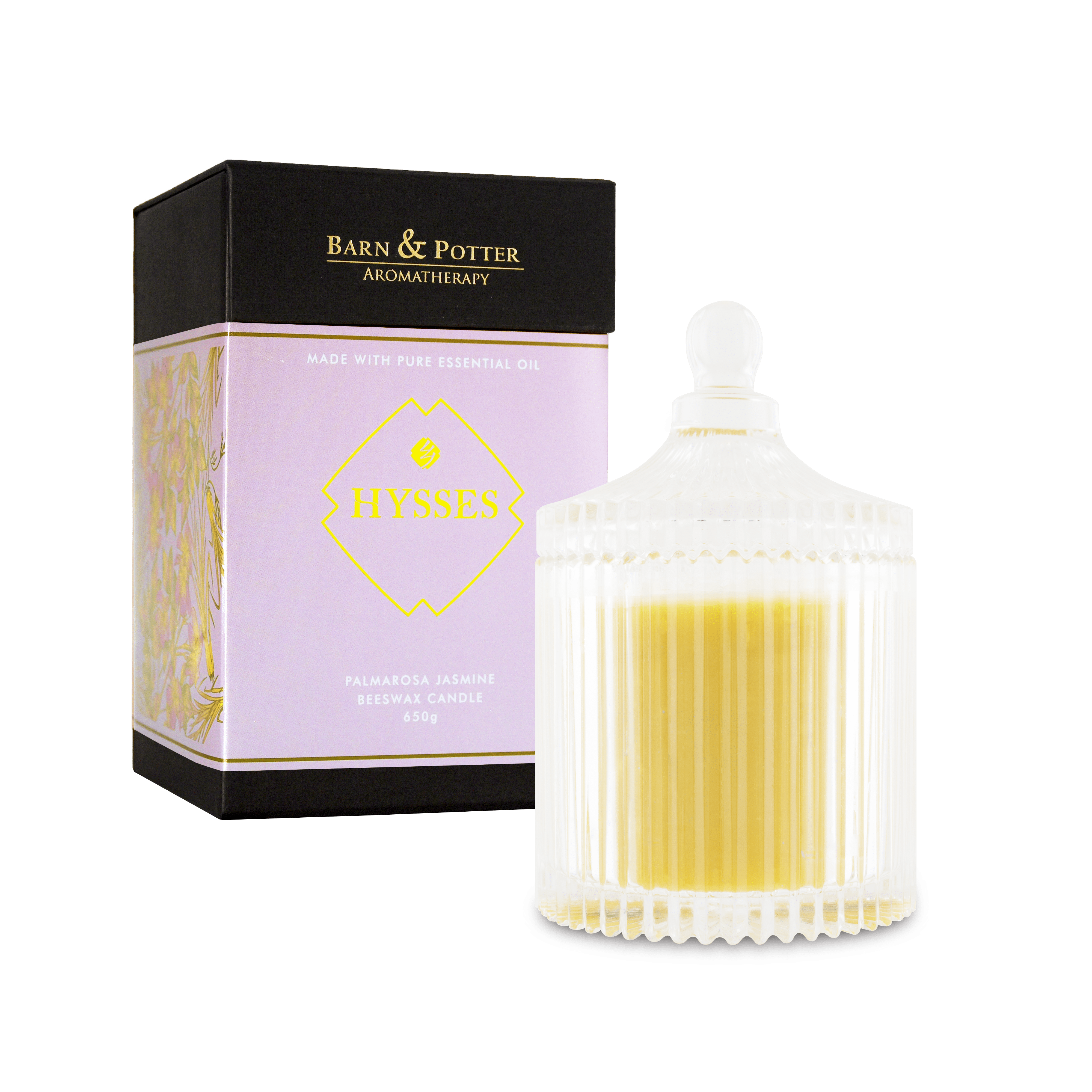 Hysses Home Scents 650g Beeswax Candle Palmarosa Jasmine