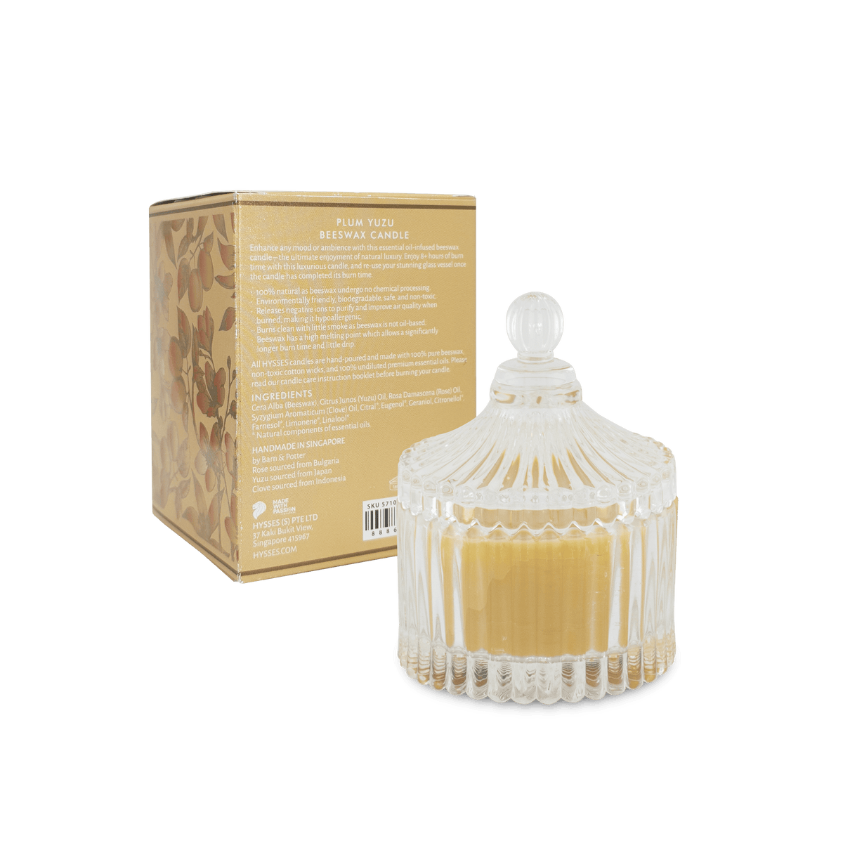 Hysses Home Scents Beeswax Candle Plum Yuzu