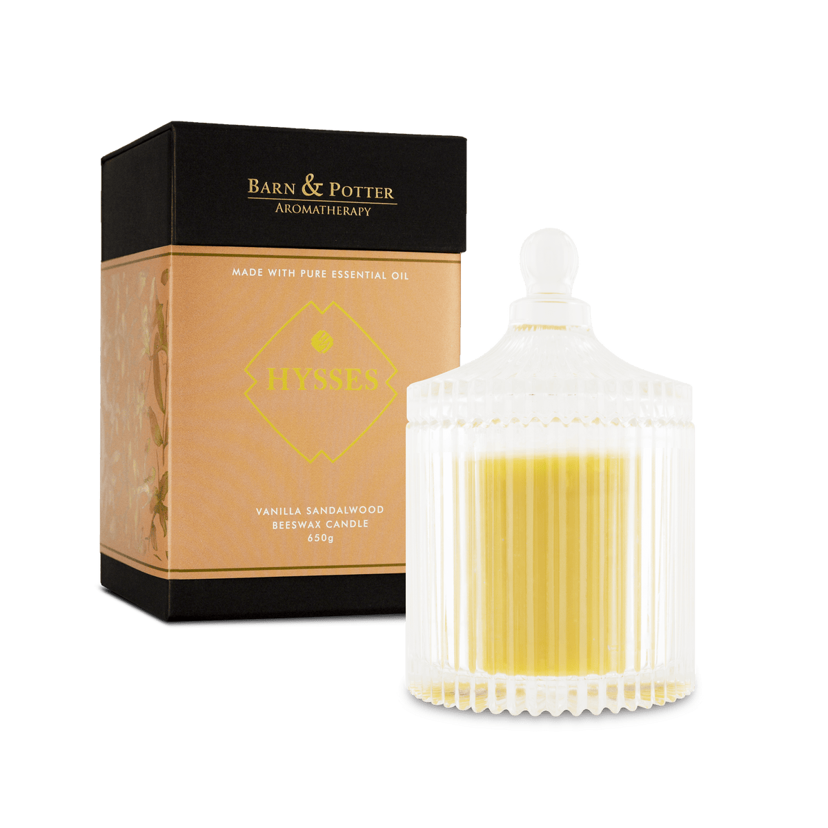 Hysses Home Scents 650g Beeswax Candle Vanilla Sandalwood