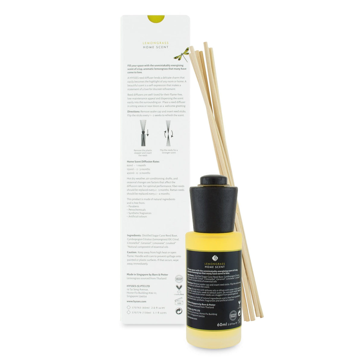Hysses Home Scents Home Scent Reed Diffuser Lemongrass