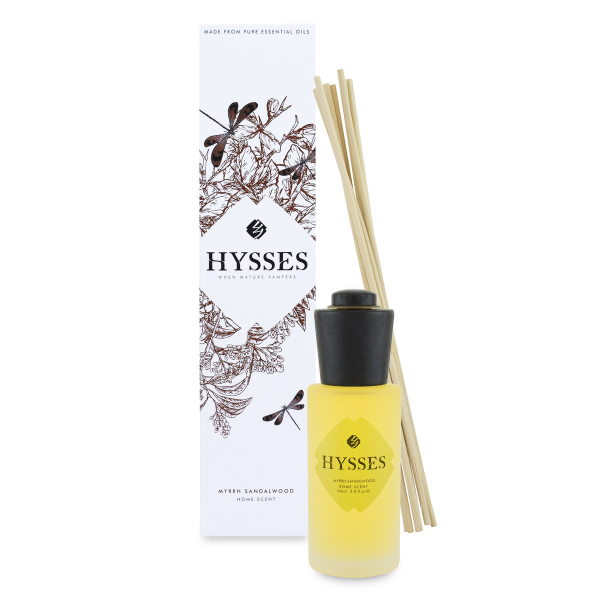 Hysses Home Scents 60ml Home Scent Reed Diffuser Myrrh Sandalwood
