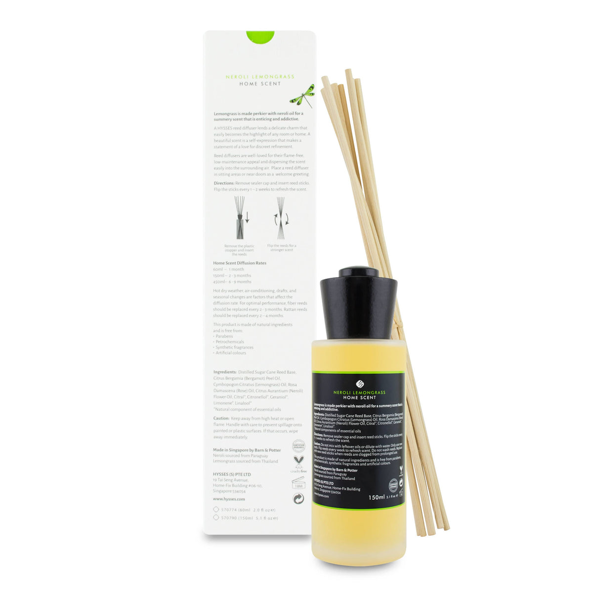 Hysses Home Scents Home Scent Reed Diffuser Neroli Lemongrass