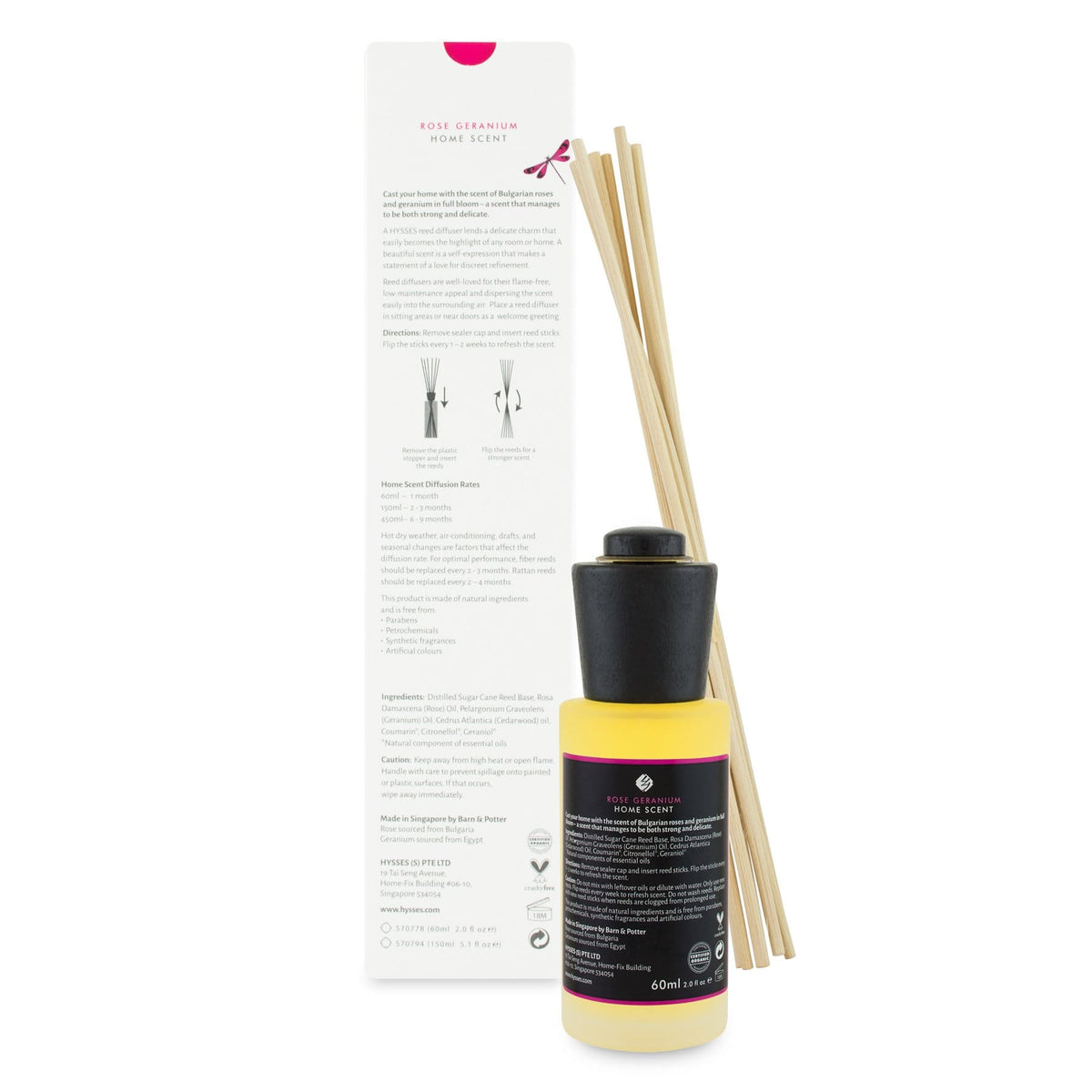 Hysses Home Scents Home Scent Reed Diffuser Rose Geranium